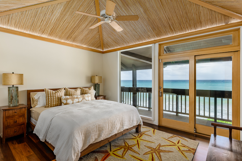 One of the ocean view bedrooms