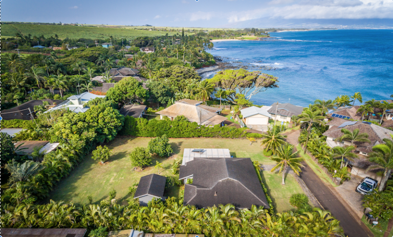 Aerial Shot of our new listing on Kuau Point with Tavares Bay in the background