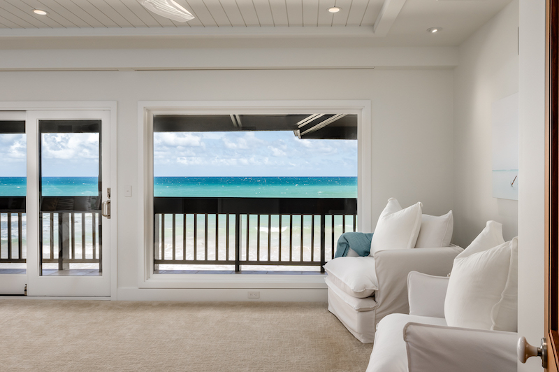 The ocean views from one of the bedrooms in the primary living suite. 